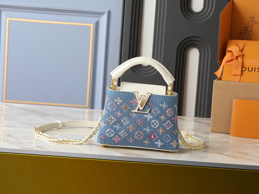 Louis Vuitton LV Classic Handbag Premium Canvas Model M14700 Top Handle Evening Party Authentic Style
